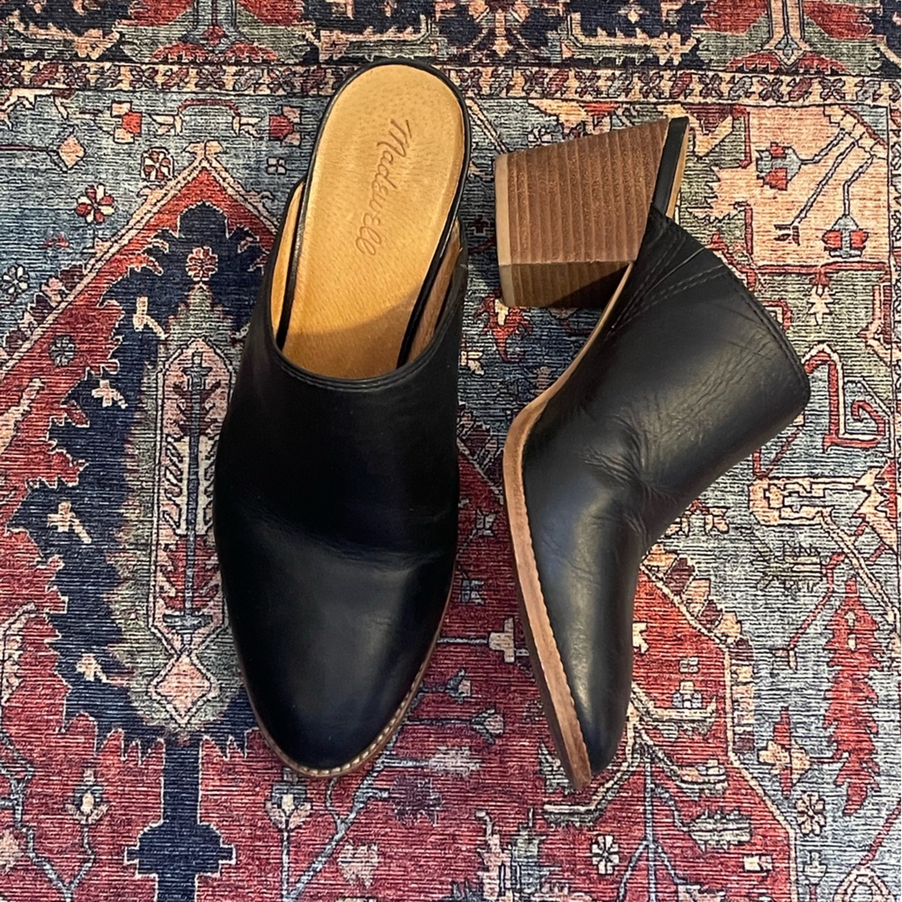 MADEWELL Mules Leather pointed toe heeled clogs.